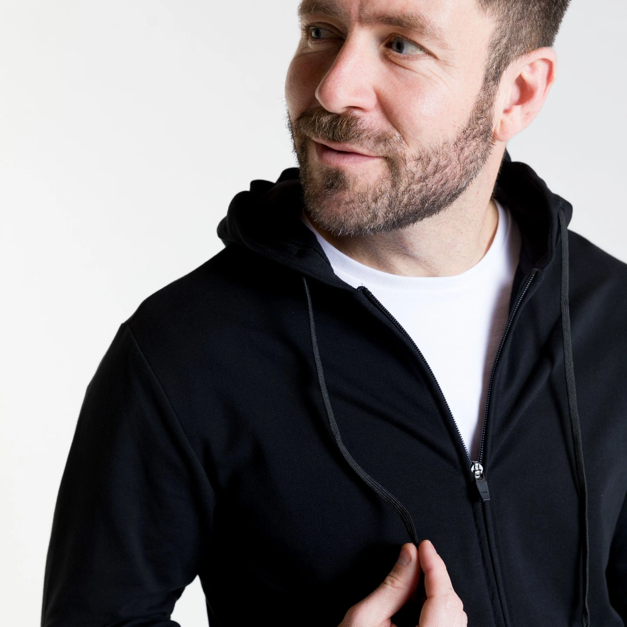 Black French Terry Full-Zip Hoodie - Image 5