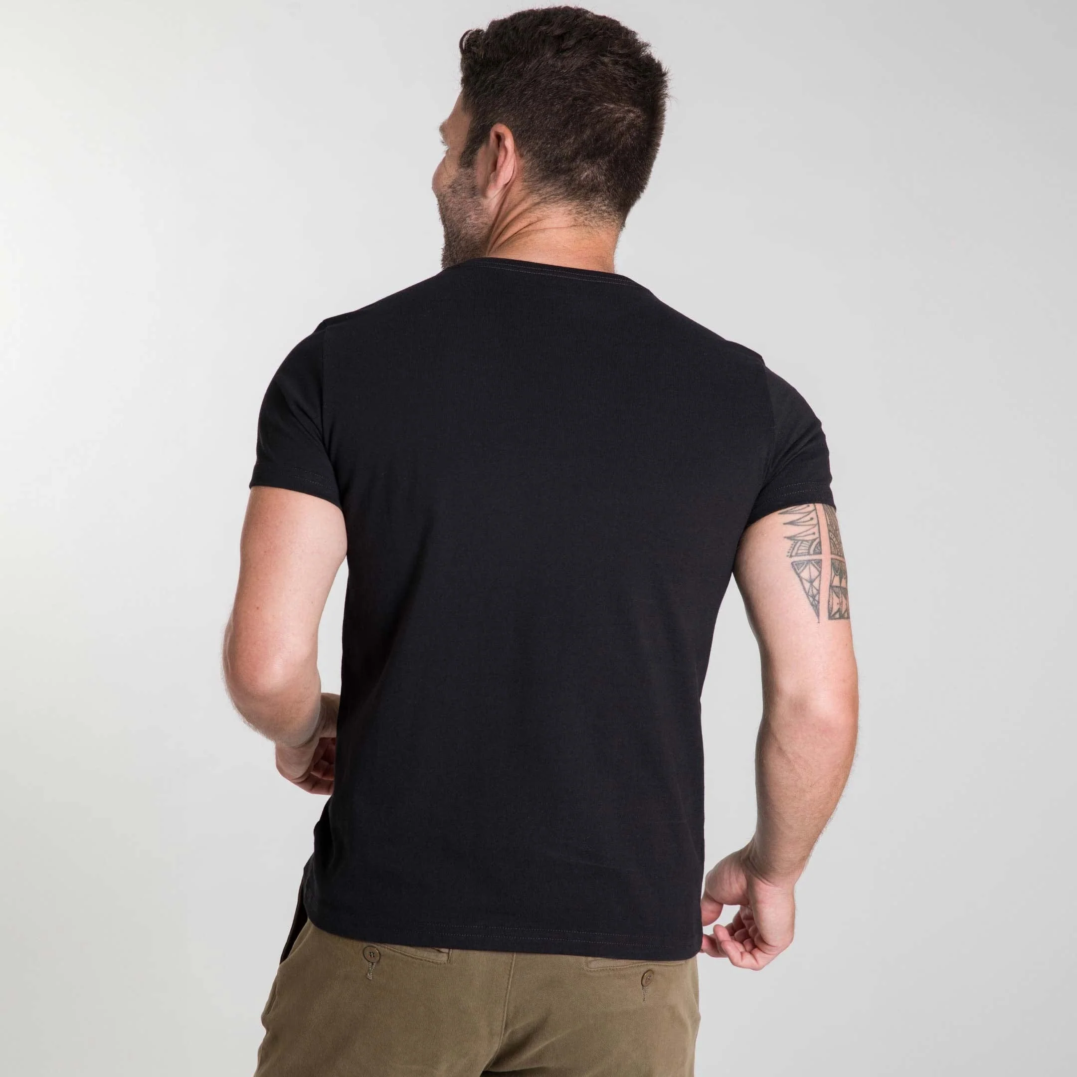 Black Pima Cotton V Neck Tee - Image 3