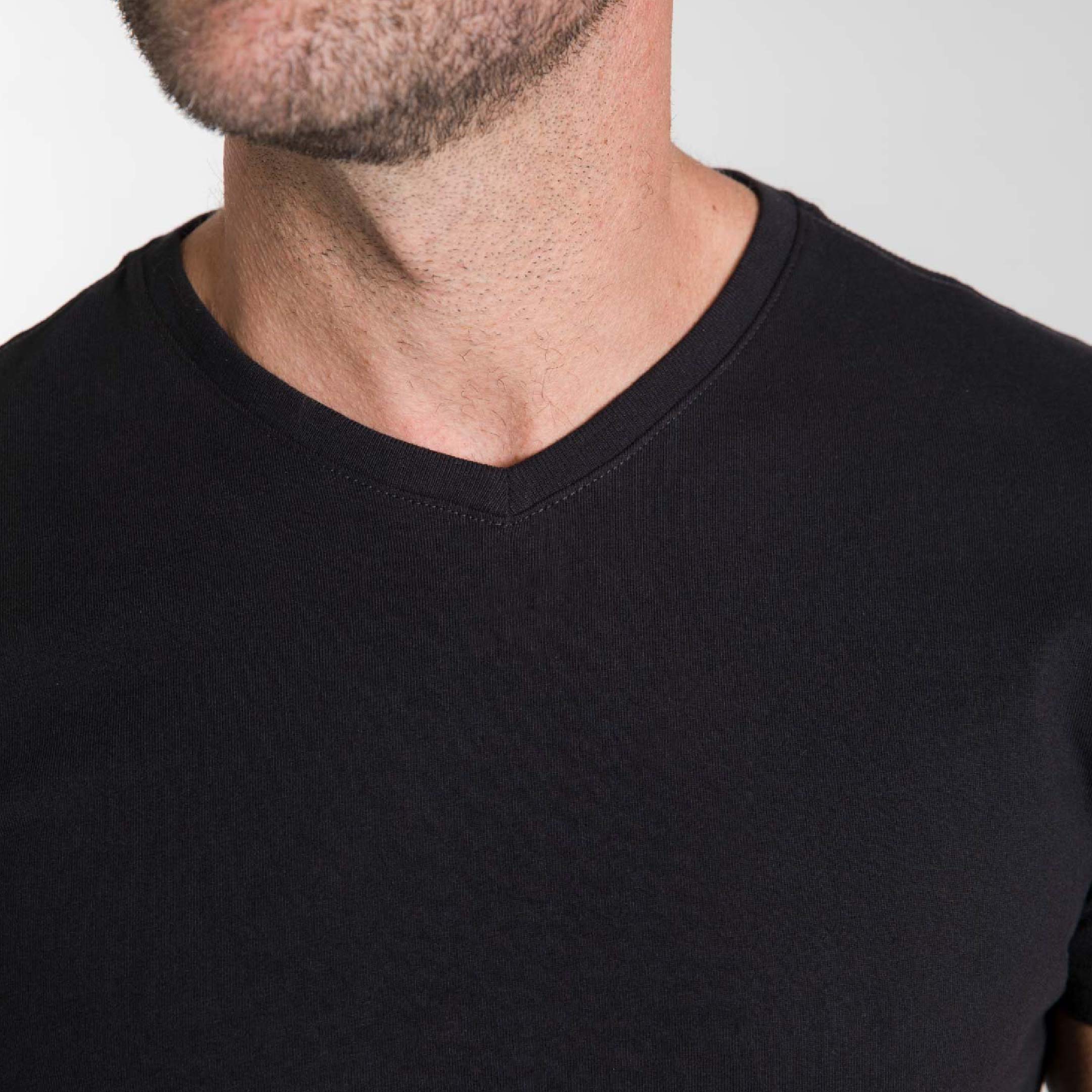 Black Pima Cotton V Neck Tee - Image 5