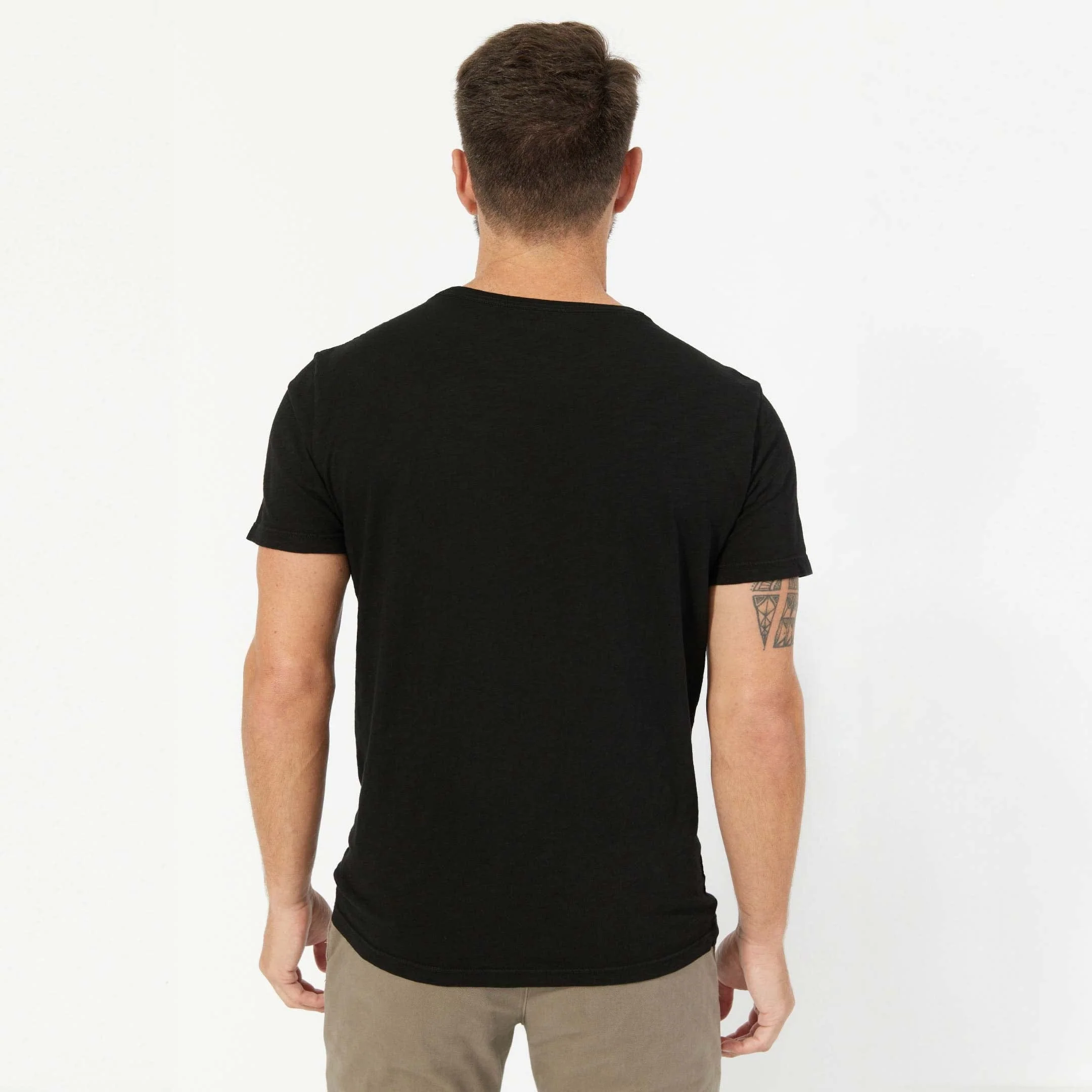 Black Textured Crew Neck Tee - Image 2