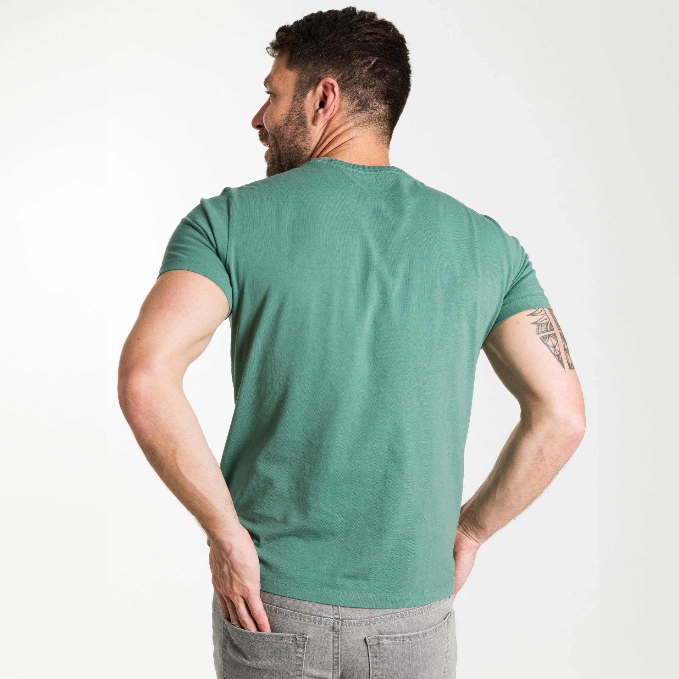 Blue Green Pima Cotton Crew Neck Tee - Image 3