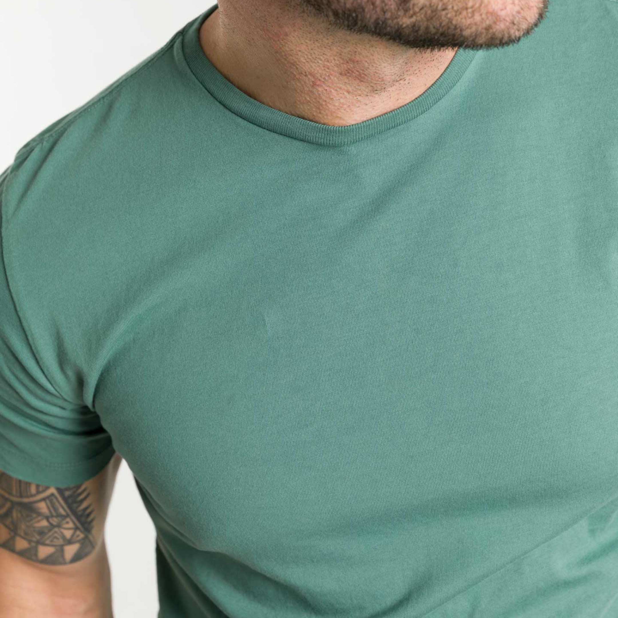 Blue Green Pima Cotton Crew Neck Tee - Image 4