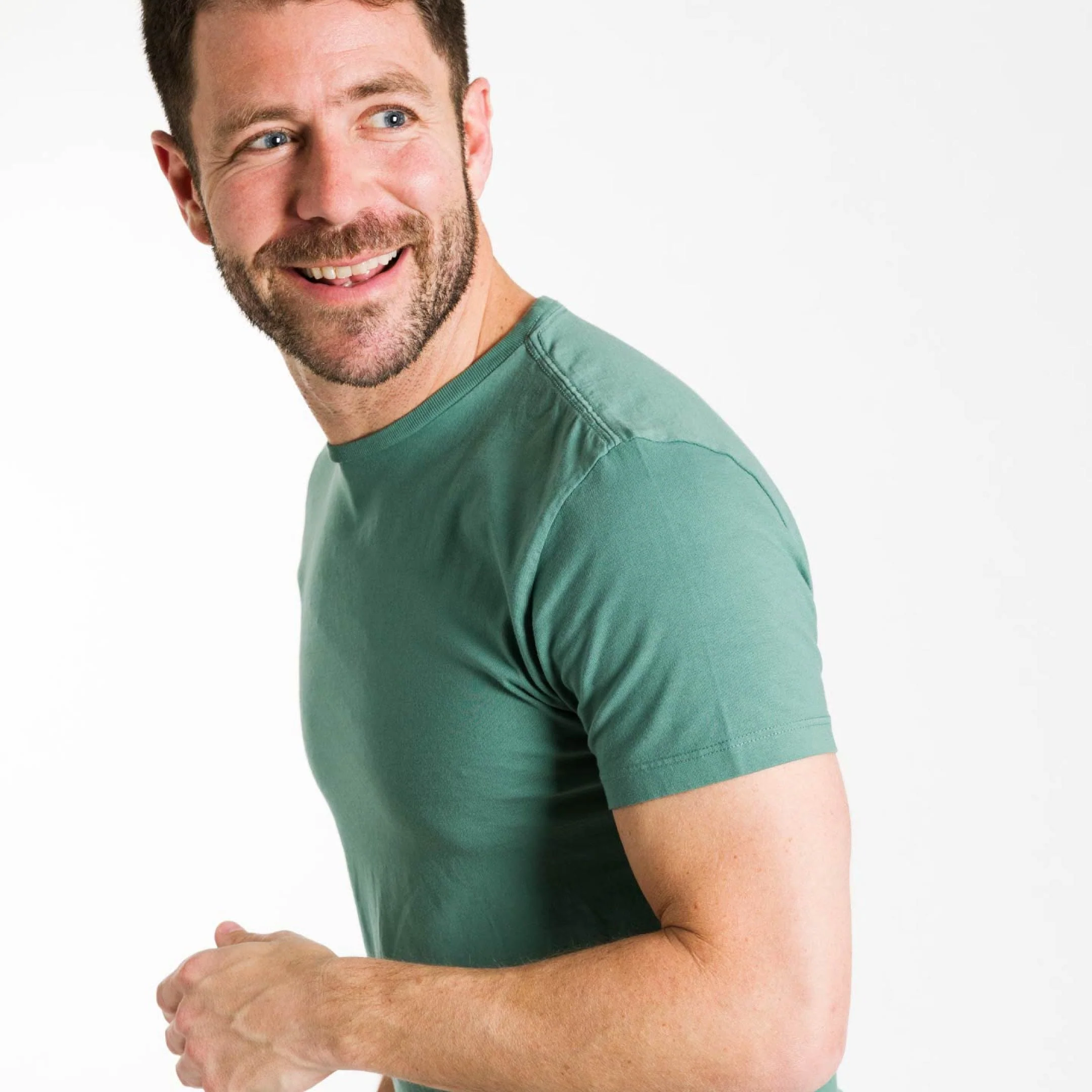 Blue Green Pima Cotton Crew Neck Tee - Image 6