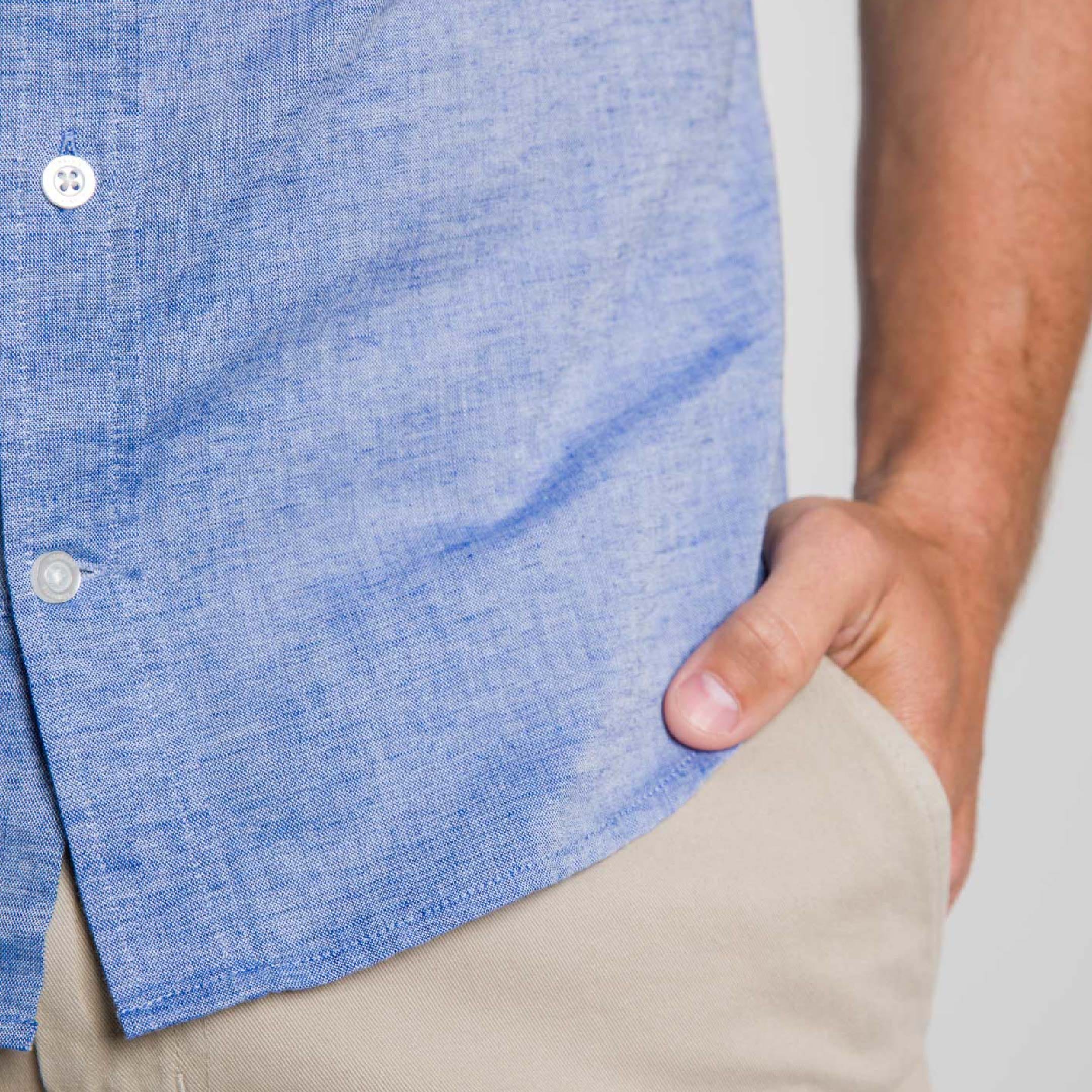 Blue Linen Short Sleeve Shirt - Image 6