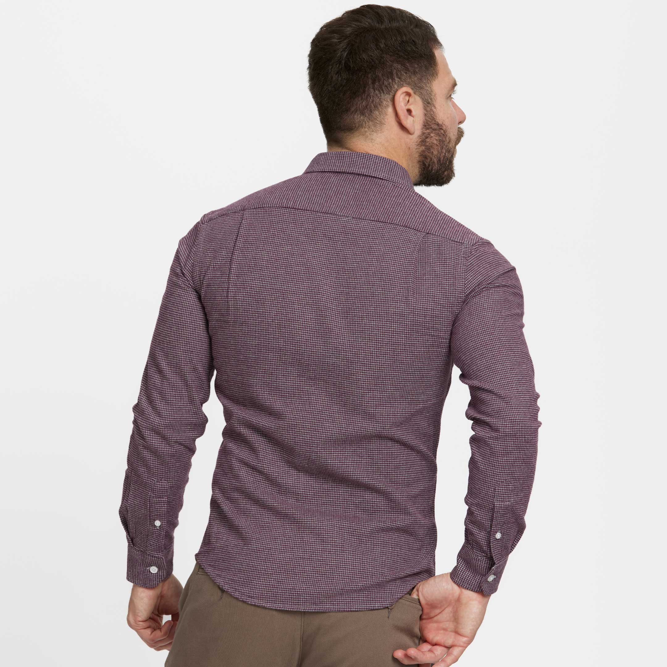 Burgundy Houndstooth Flannel Shirt - Image 3