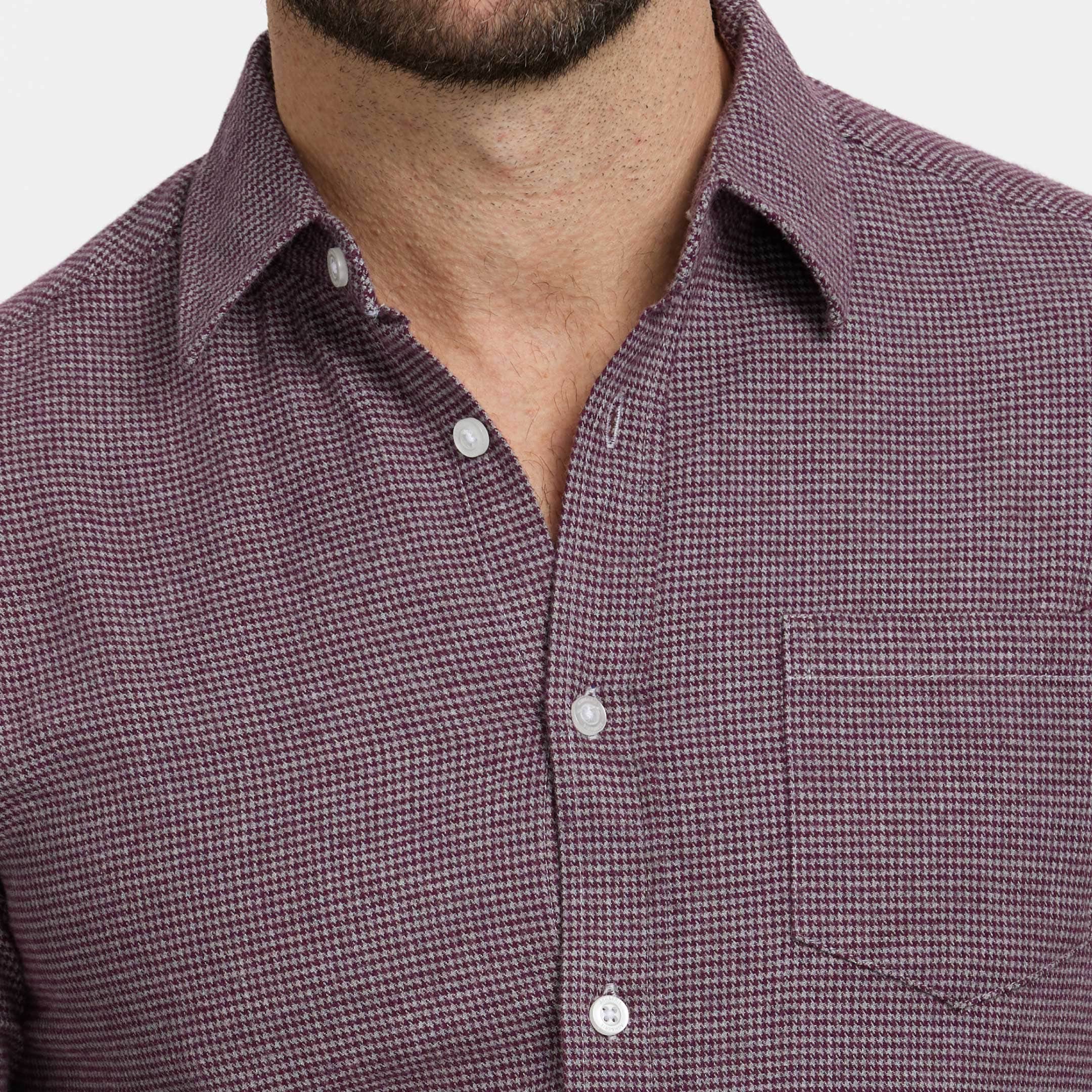Burgundy Houndstooth Flannel Shirt - Image 4
