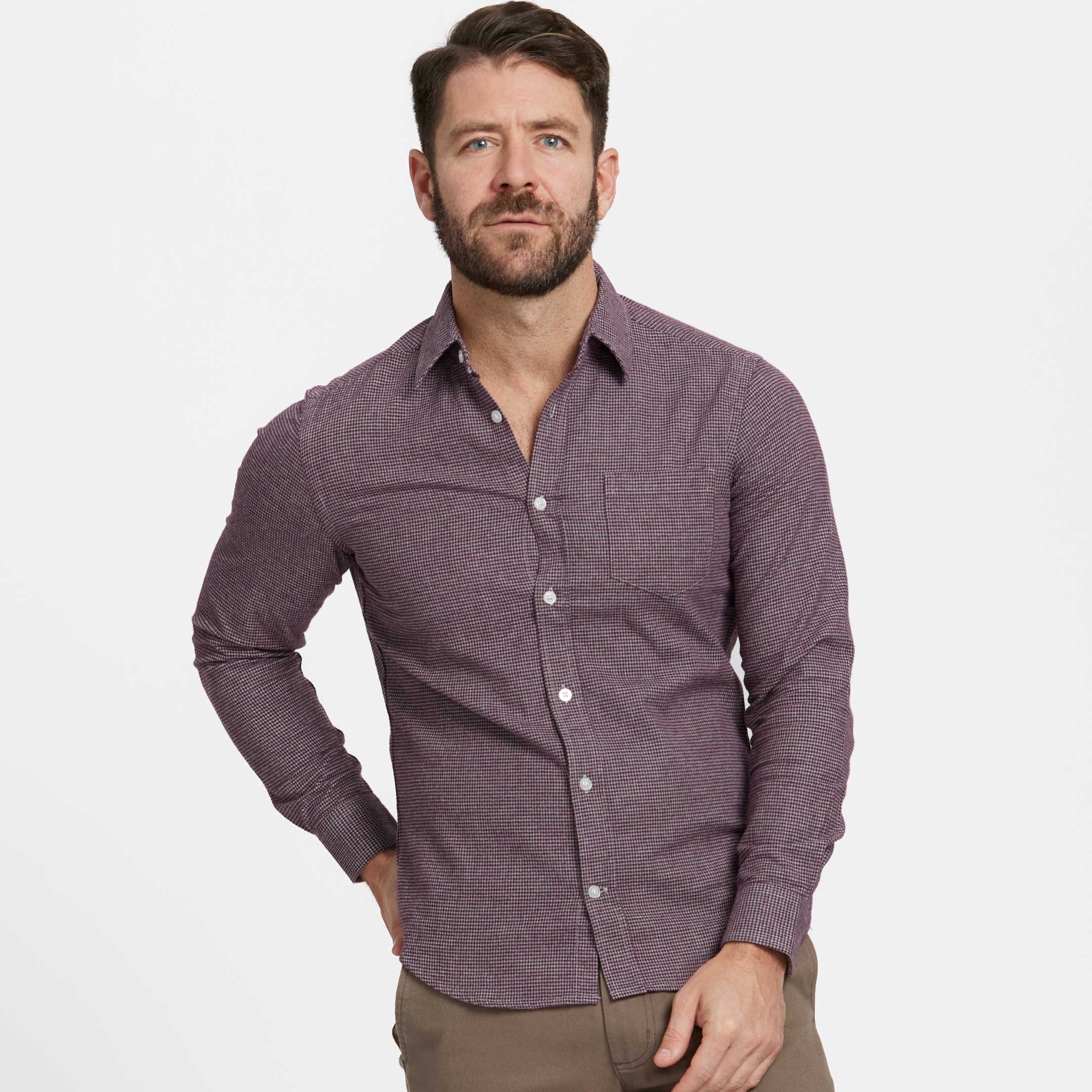 Burgundy Houndstooth Flannel Shirt - Image 6