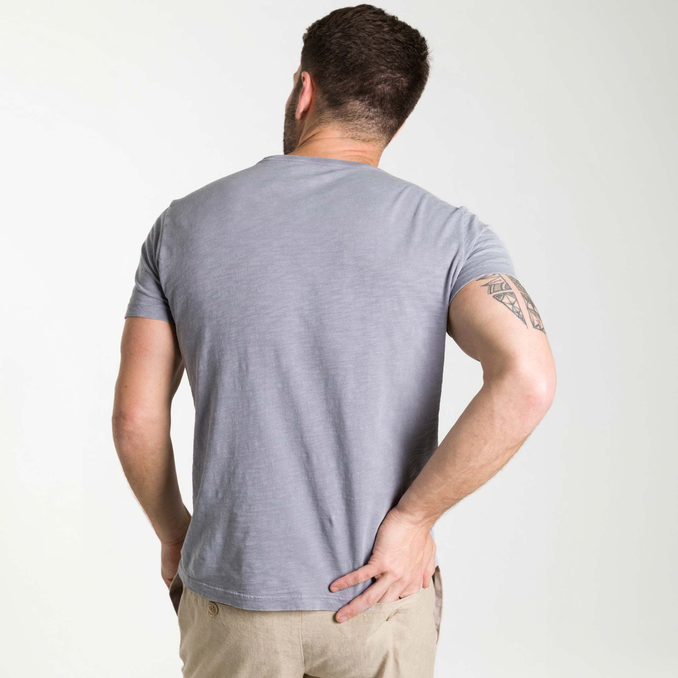 Faded Purple Textured Crew Neck Tee - Image 3