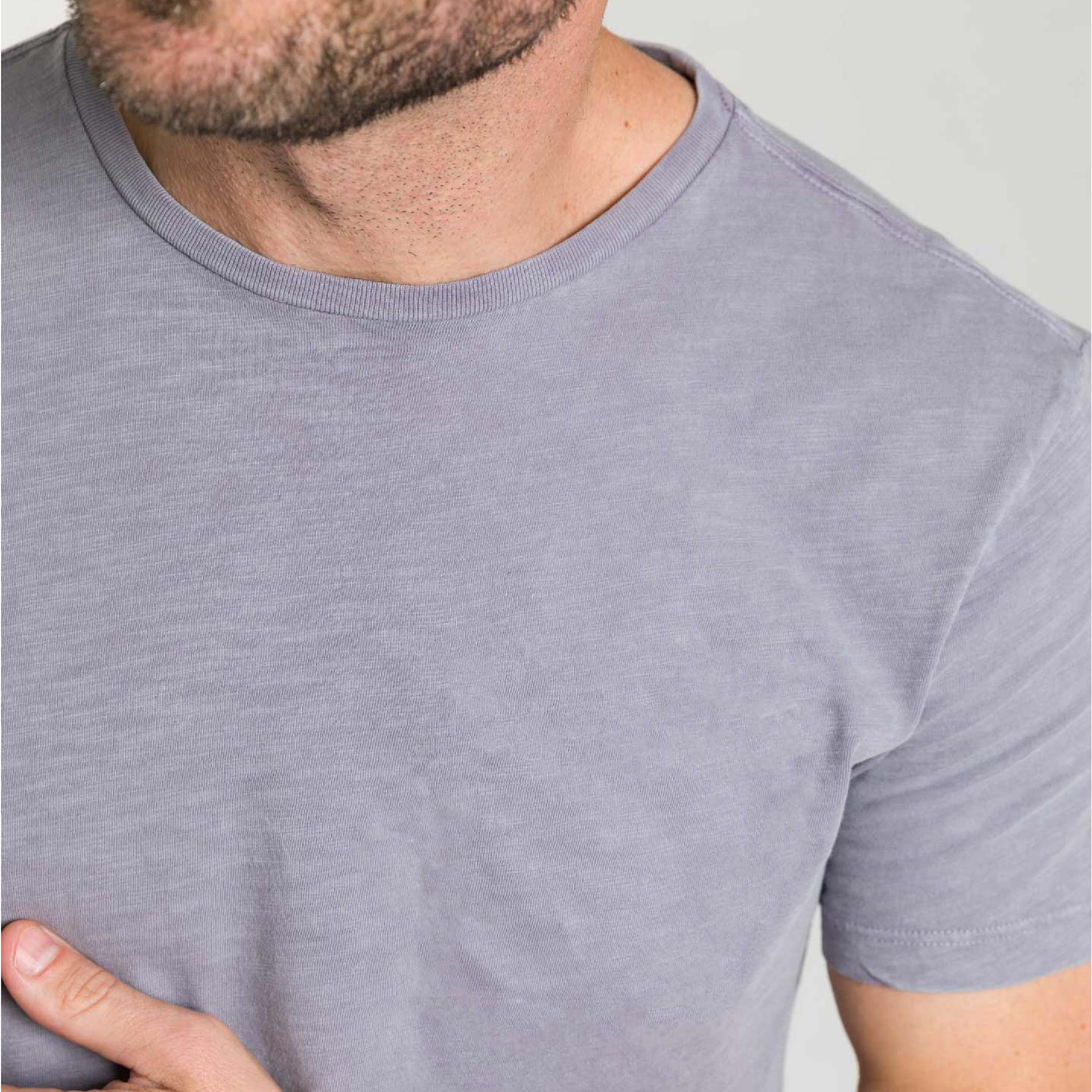 Faded Purple Textured Crew Neck Tee - Image 5