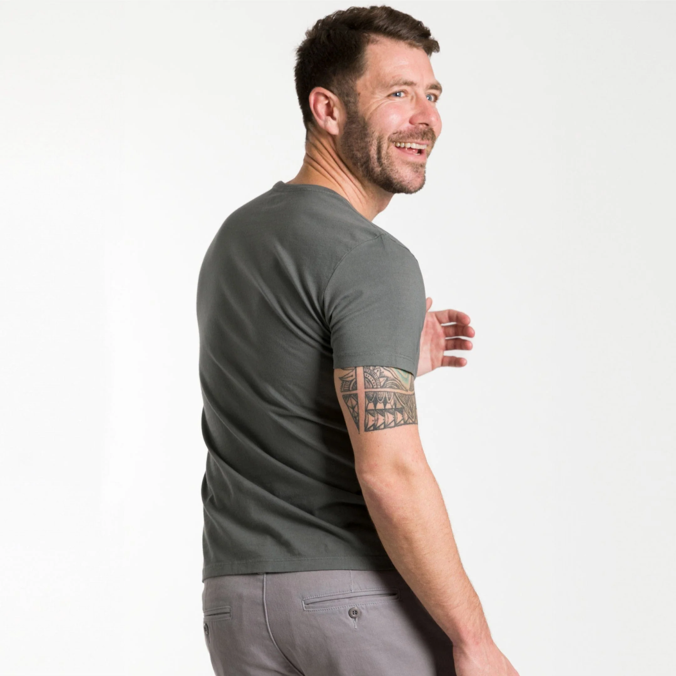 Fieldstone Grey Pima Cotton Crew Neck Tee - Image 3