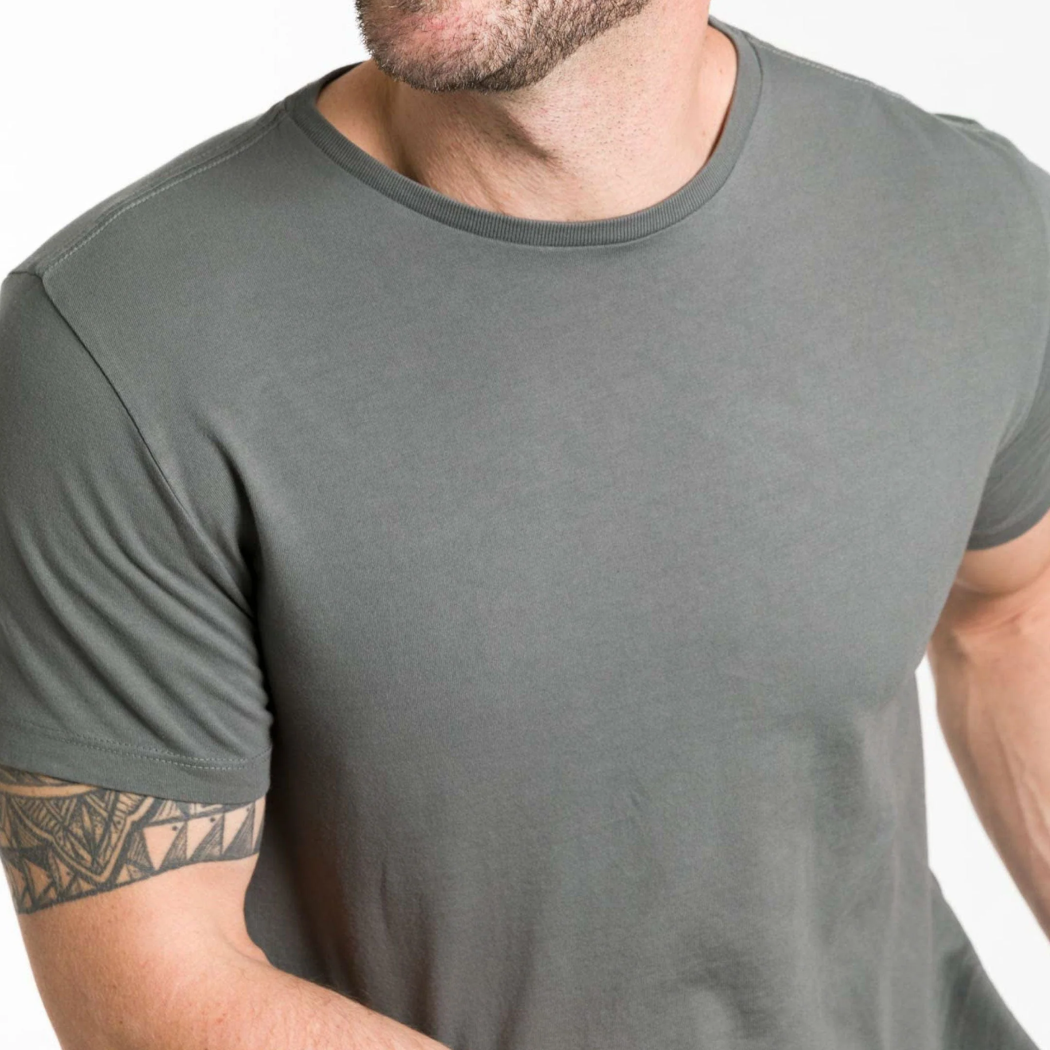 Fieldstone Grey Pima Cotton Crew Neck Tee - Image 4