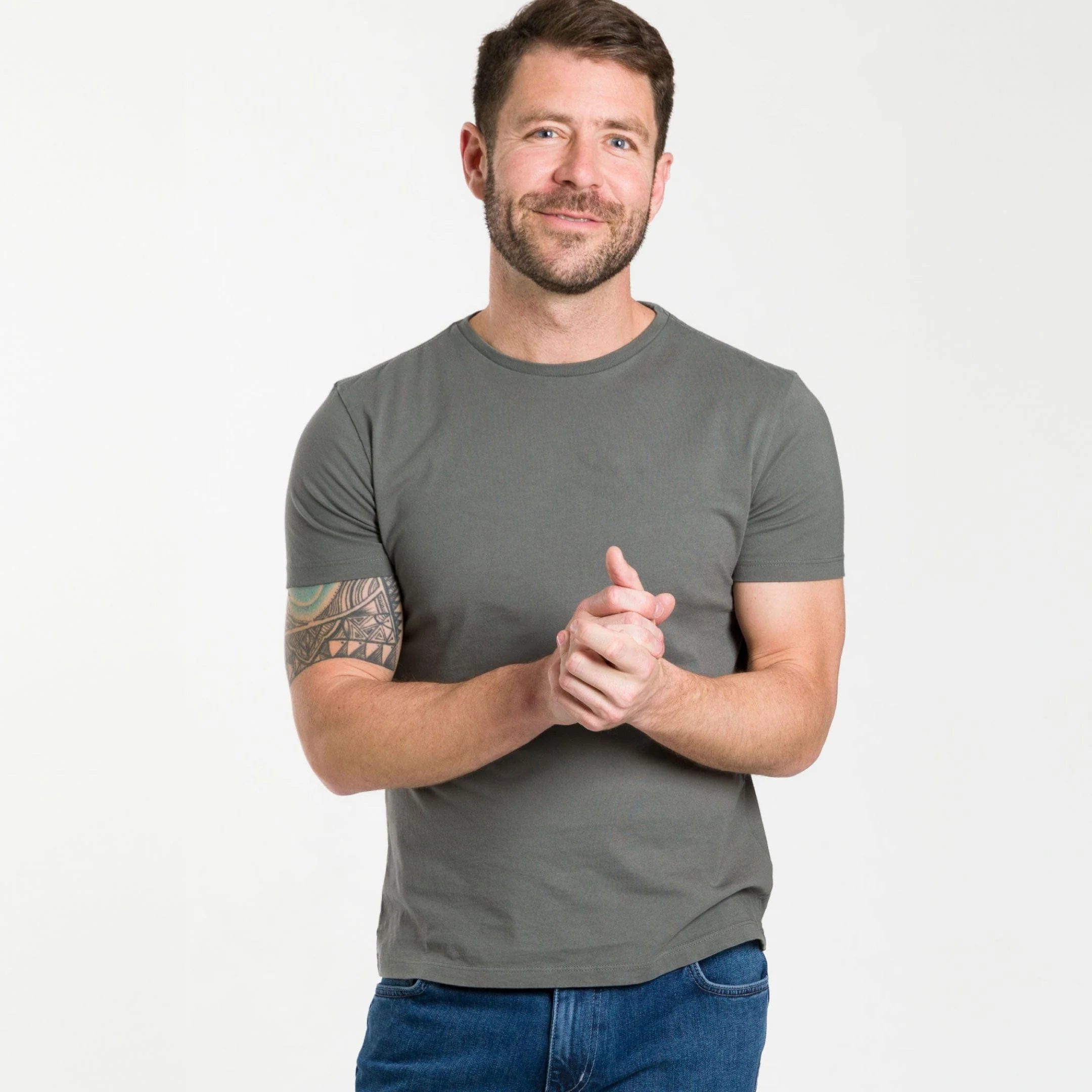 Fieldstone Grey Pima Cotton Crew Neck Tee - Image 5