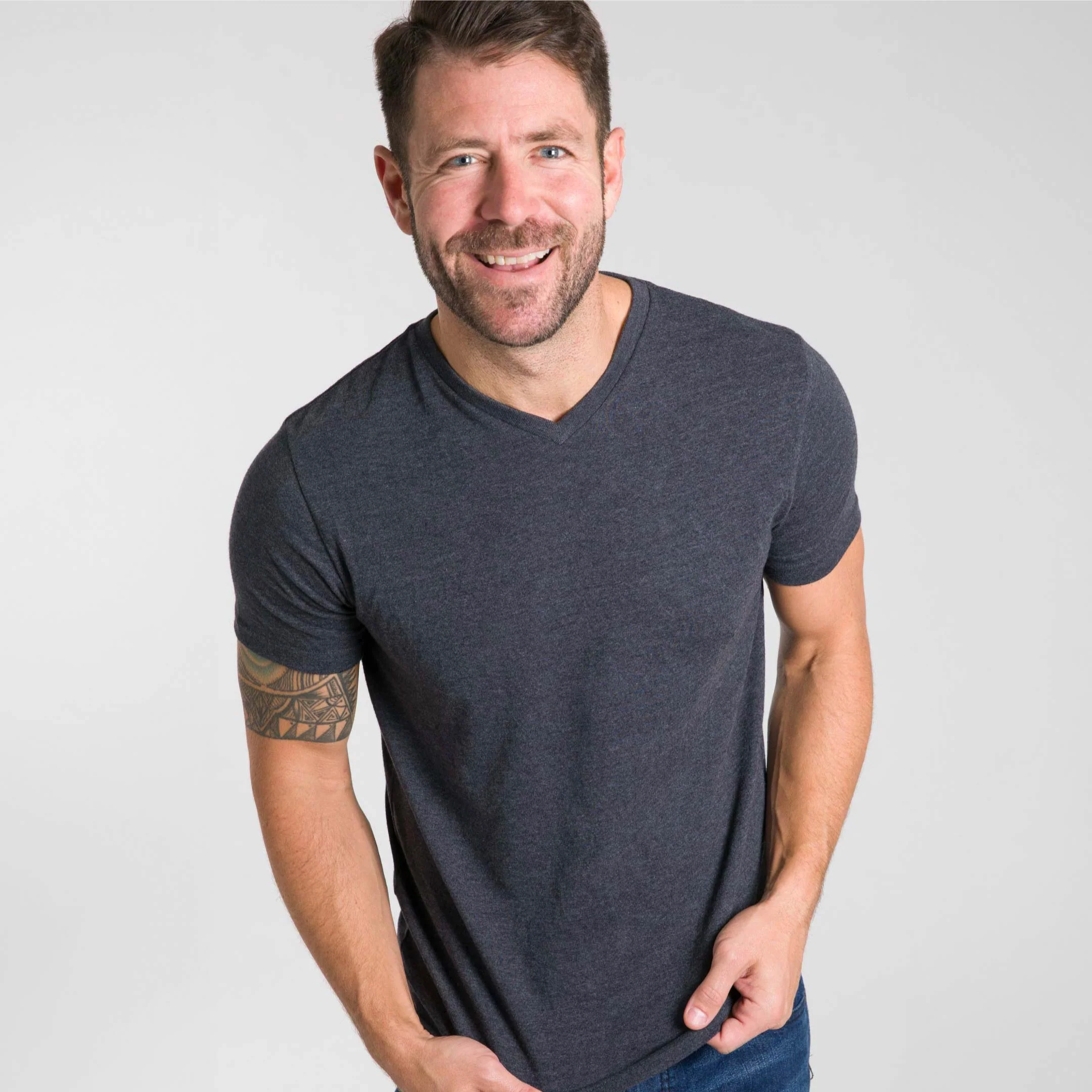 Heather Charcoal V-Neck Tee - Image 3