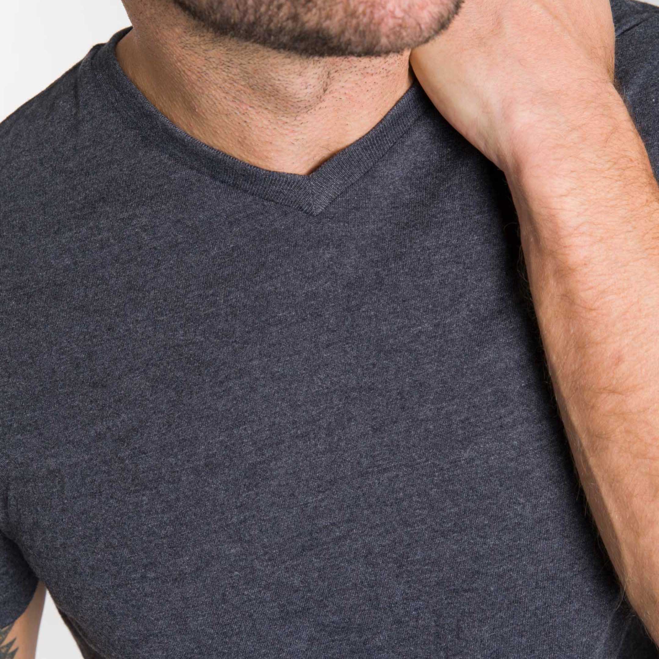 Heather Charcoal V-Neck Tee - Image 4