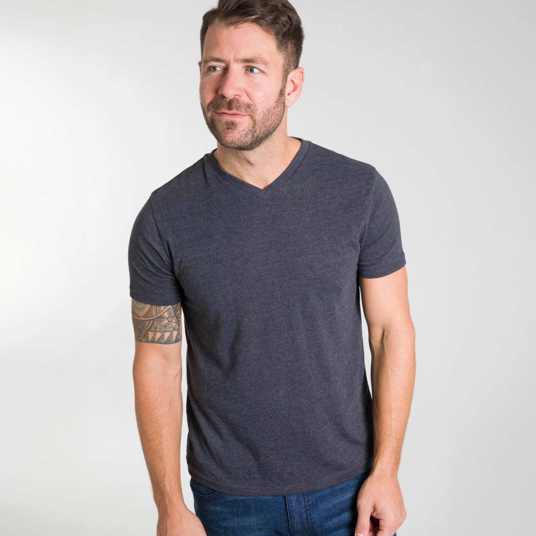Heather Charcoal V-Neck Tee - Image 6