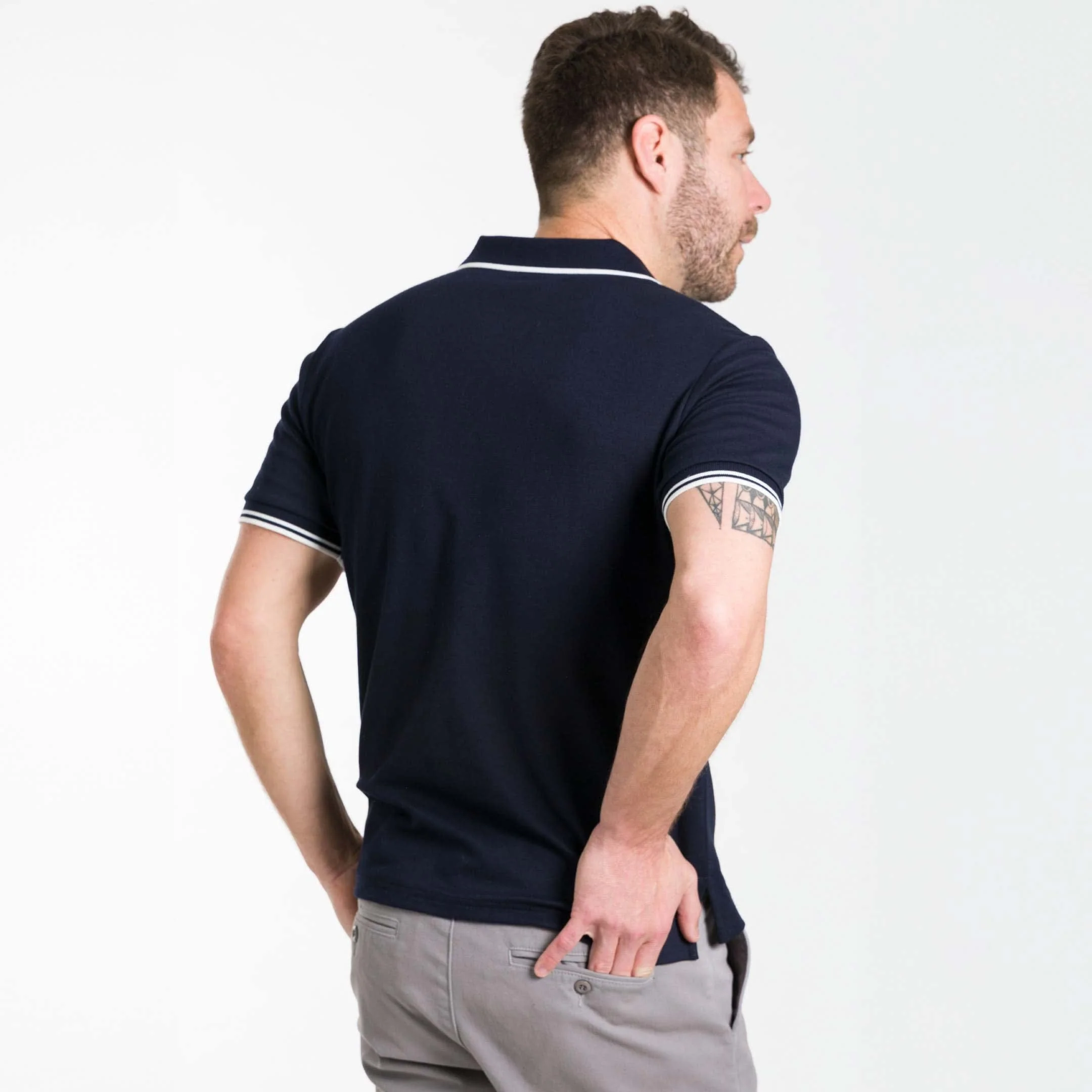 Navy Micro Pique Polo - Image 4