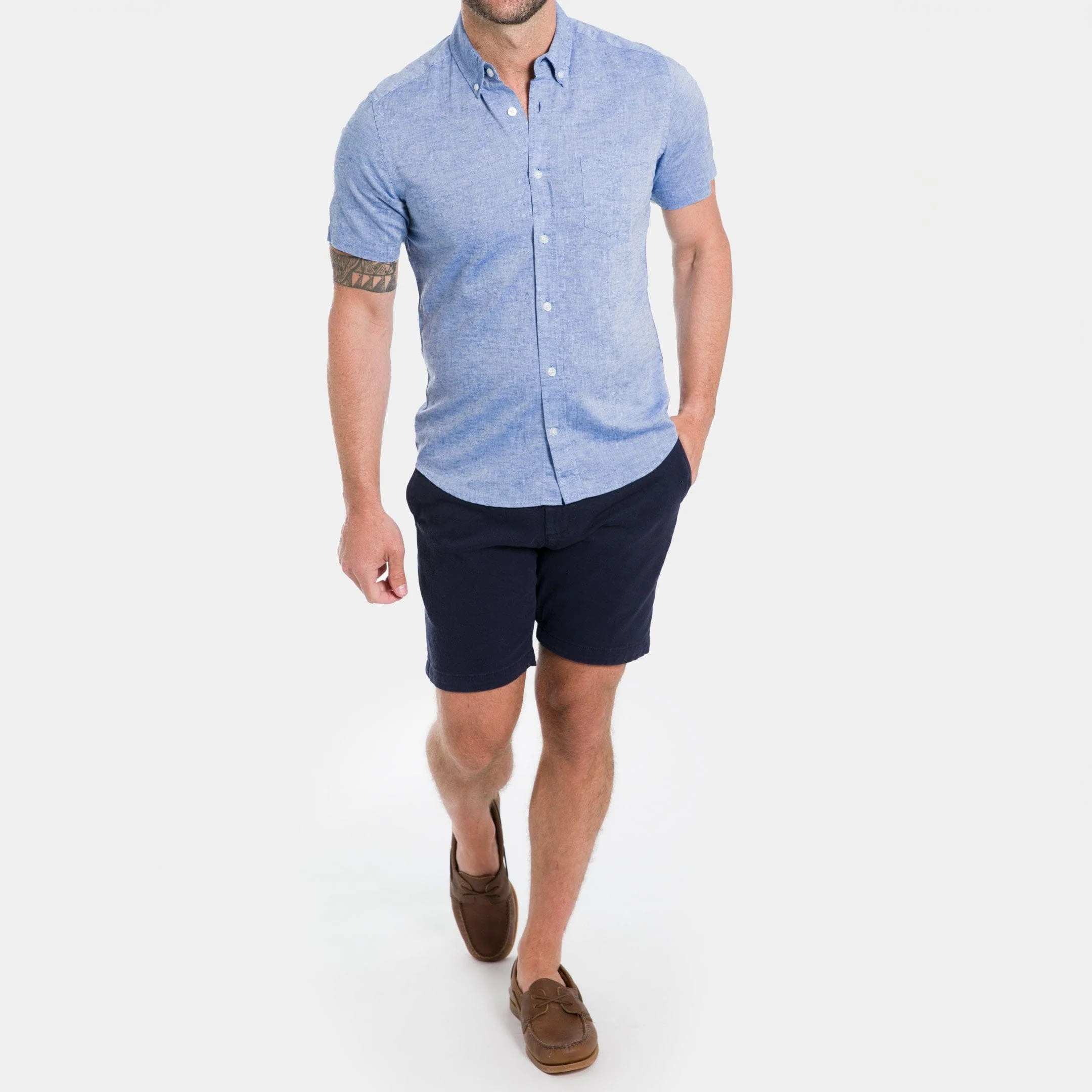Navy Stretch Washed Chino Short - Image 5