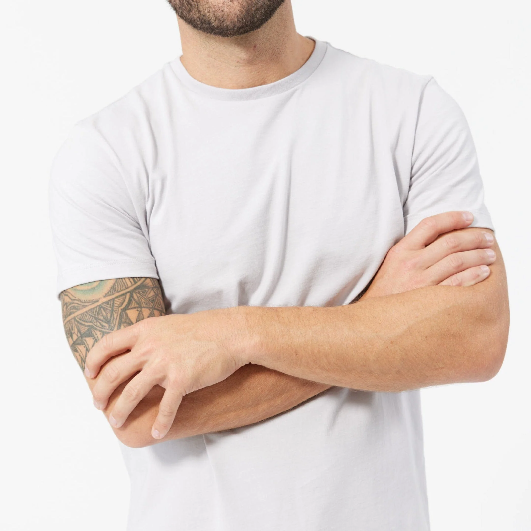 Space Grey Pima Cotton Crew Neck Tee - Image 4