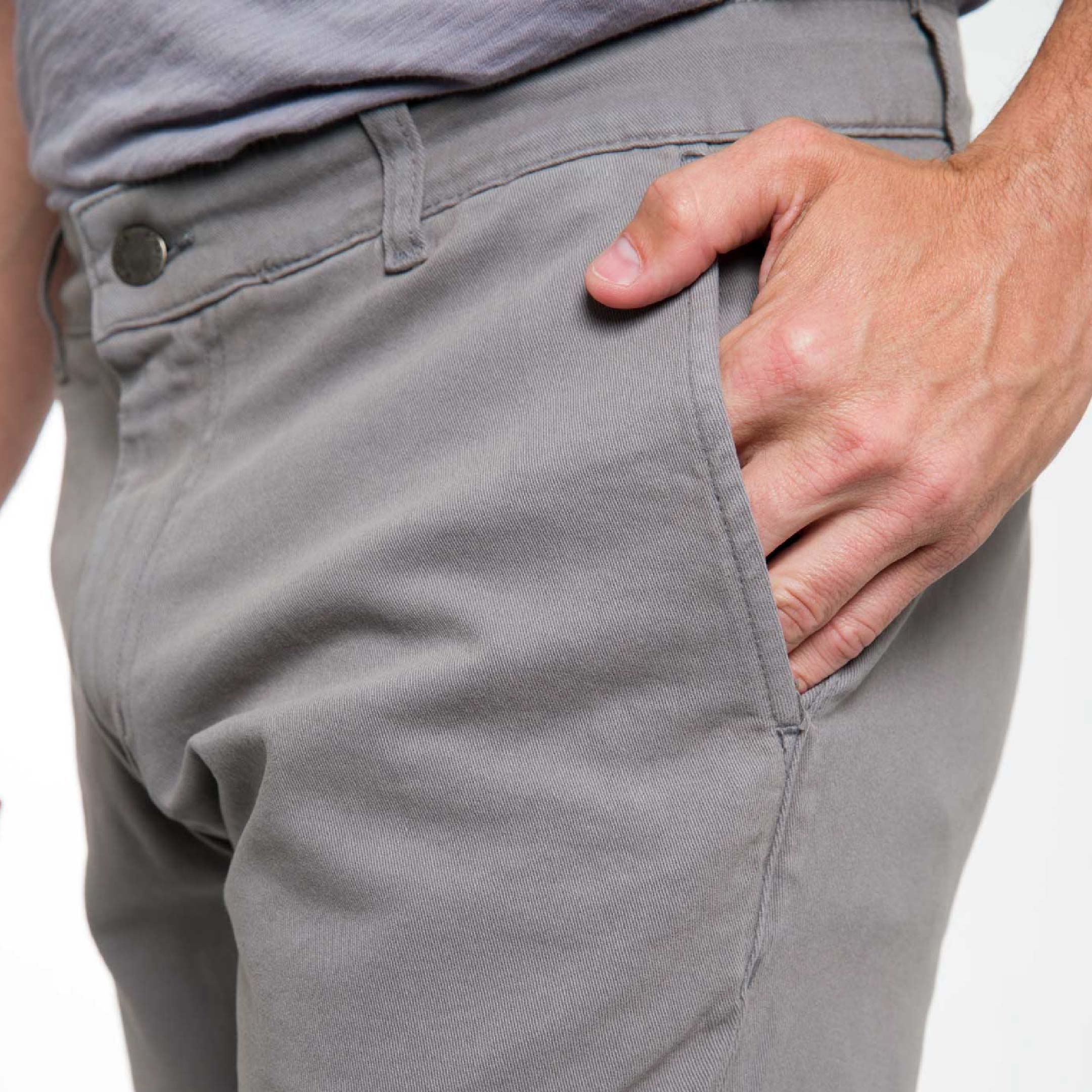 Steel Grey Stretch Washed Chino Short - Image 3