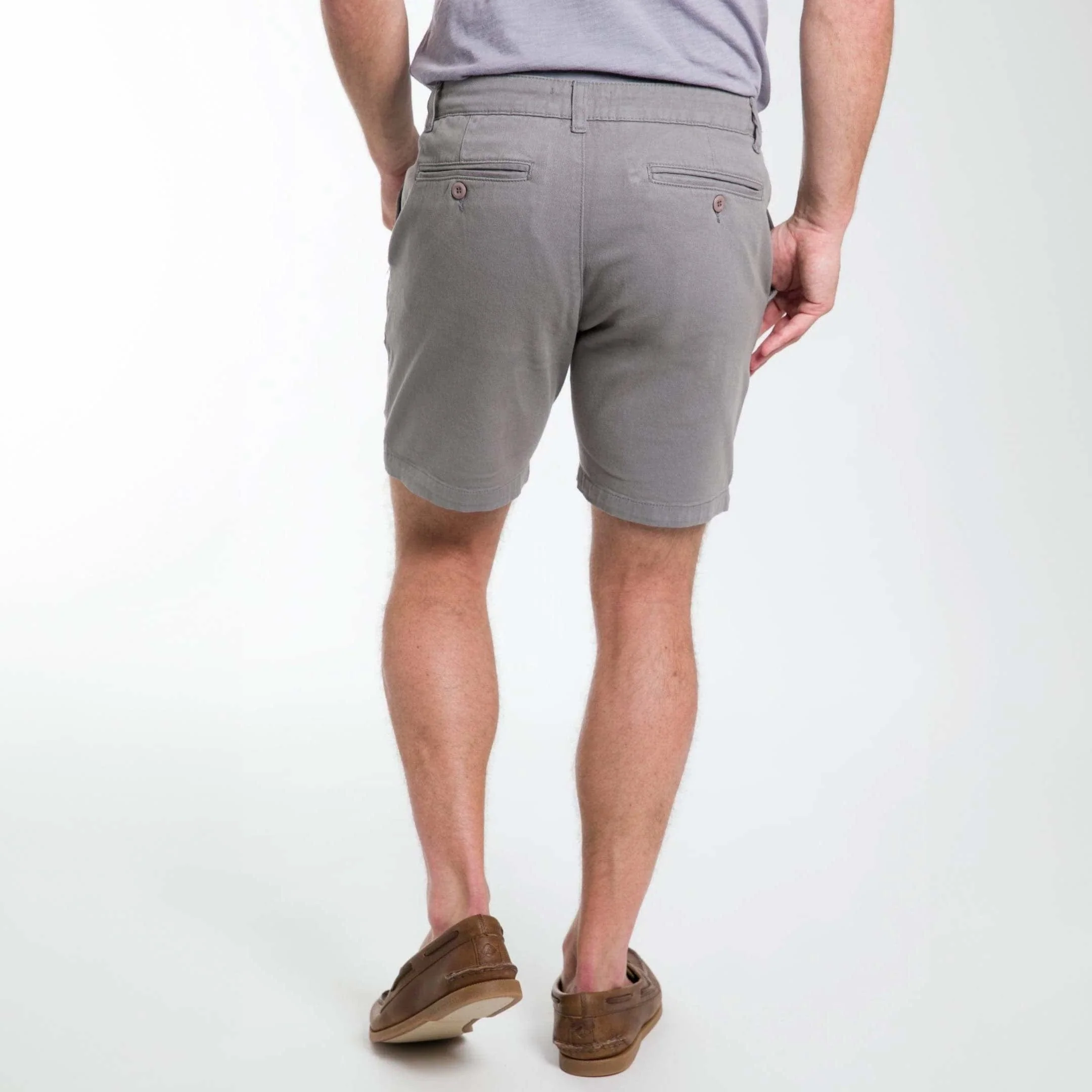Steel Grey Stretch Washed Chino Short - Image 4