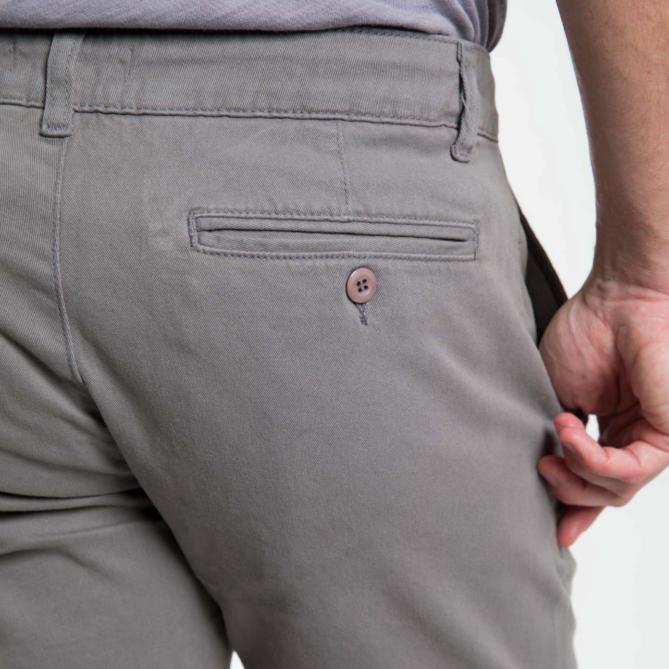 Steel Grey Stretch Washed Chino Short - Image 6
