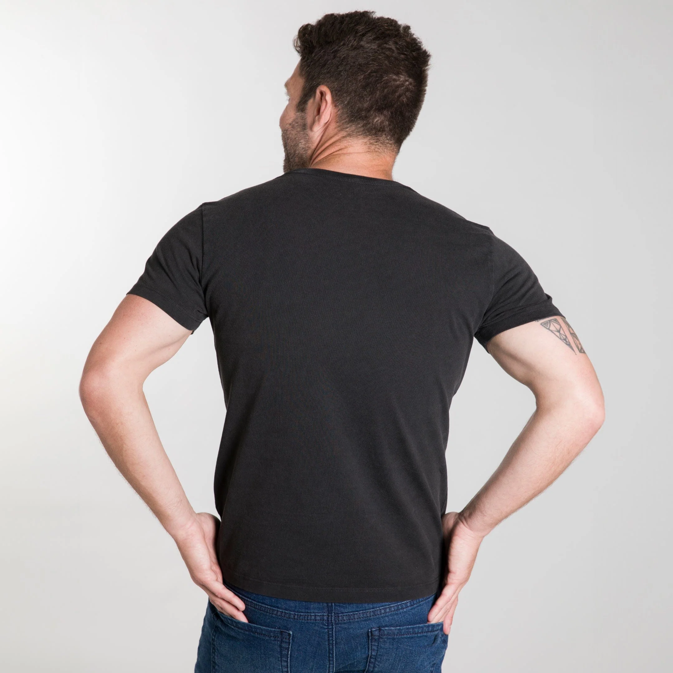 Washed Black Pima Cotton Crew Neck Tee - Image 3