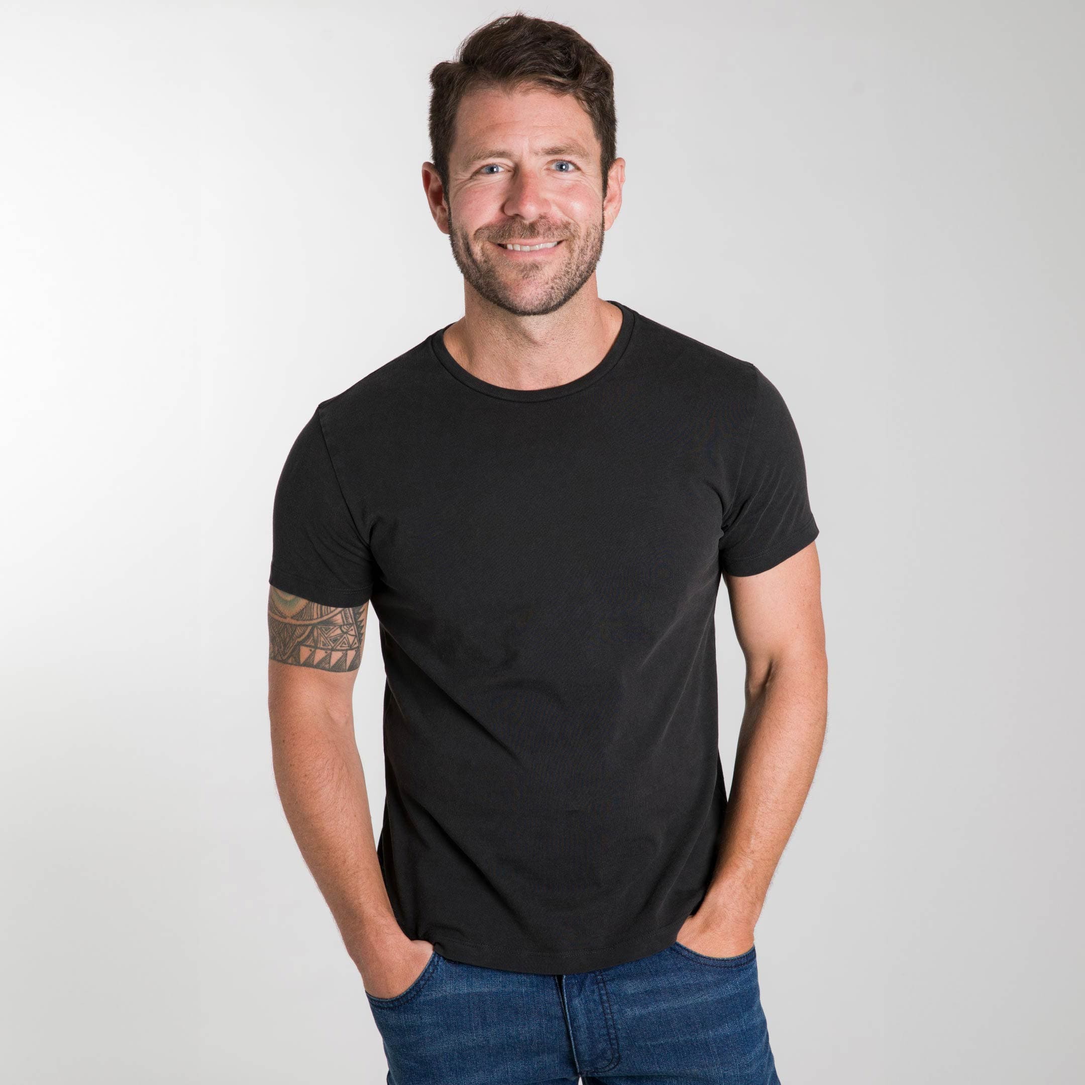 Washed Black Pima Cotton Crew Neck Tee - Image 6