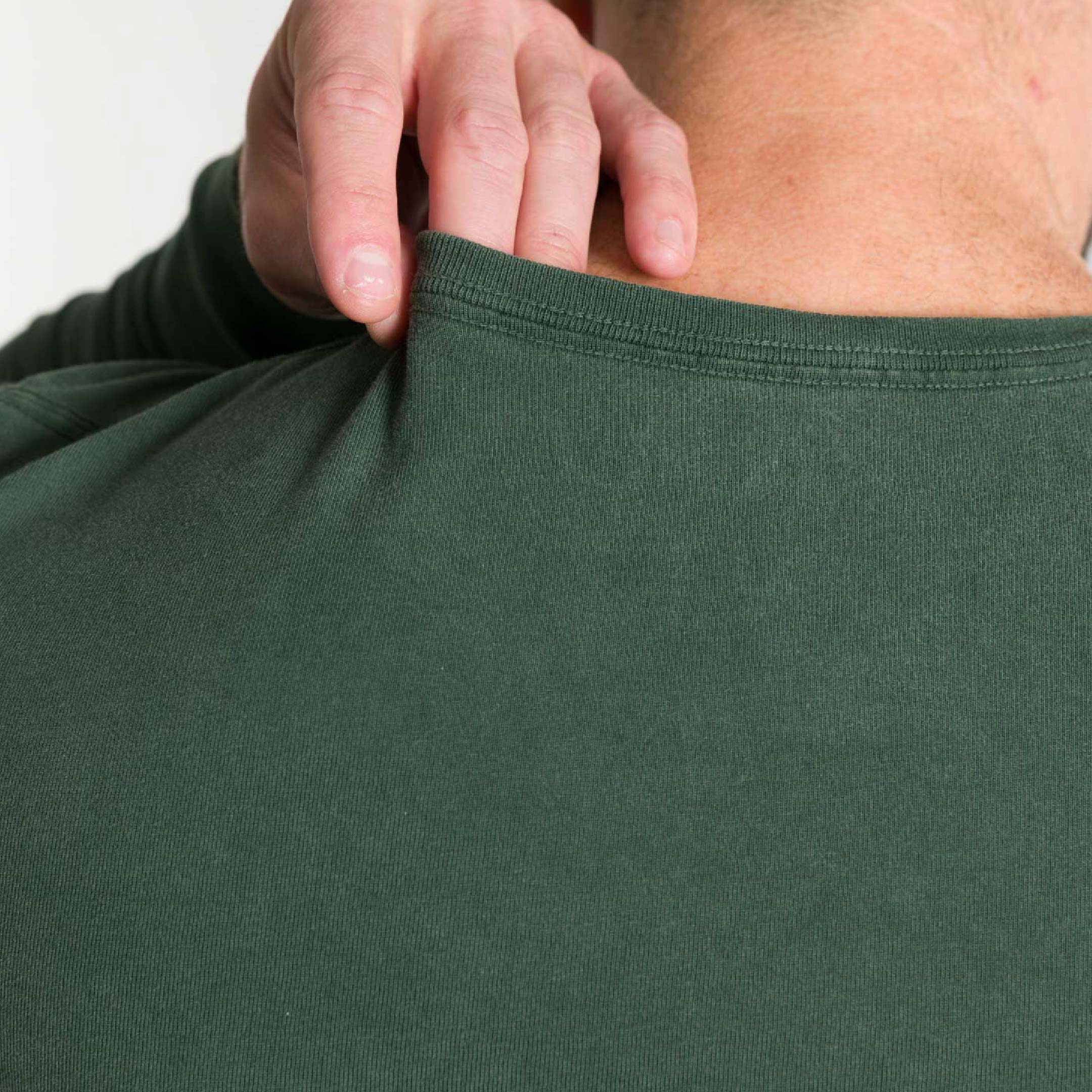 Washed Green Long Sleeve Pima Cotton Crew Neck Tee - Image 5