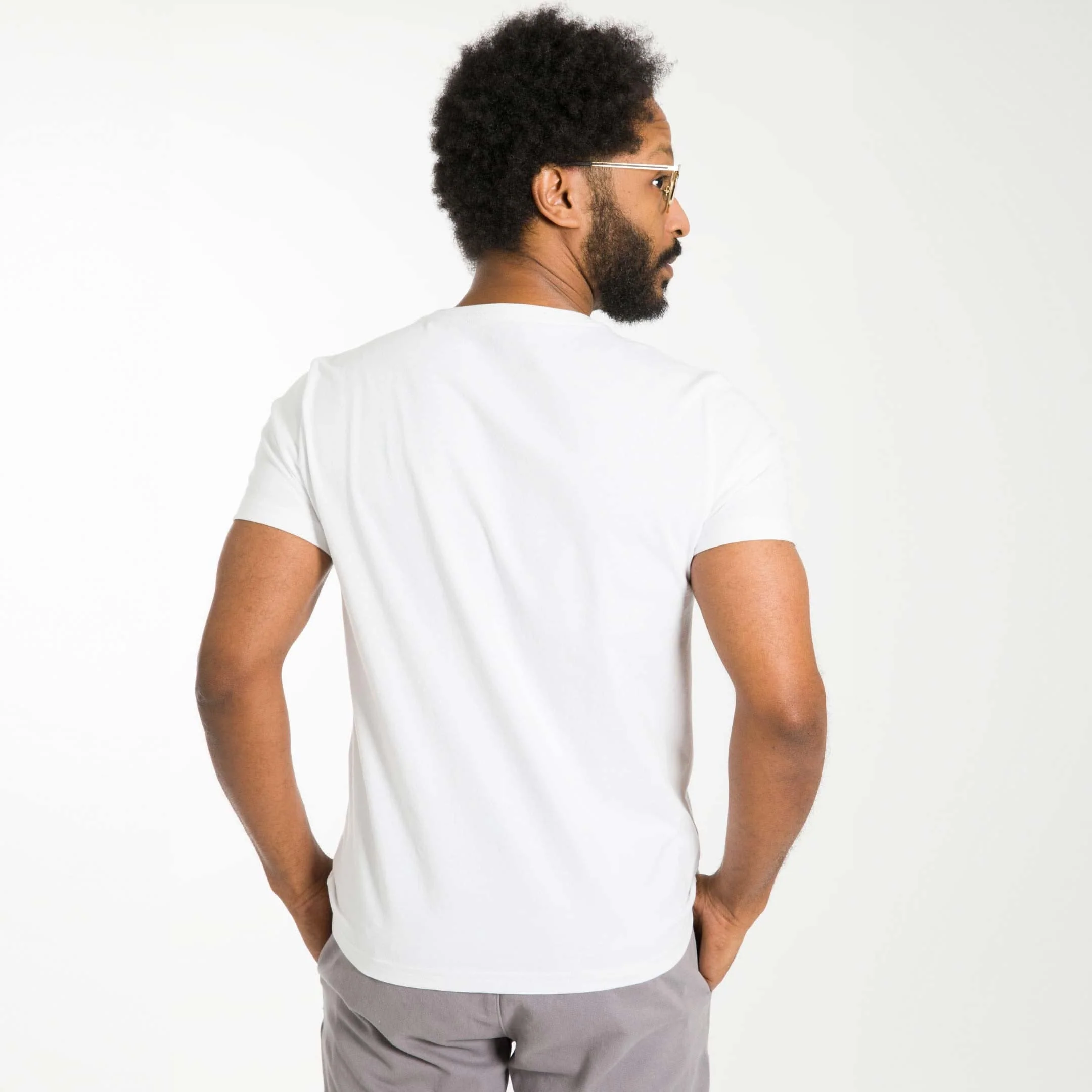 White Pima Cotton V Neck Tee - Image 3