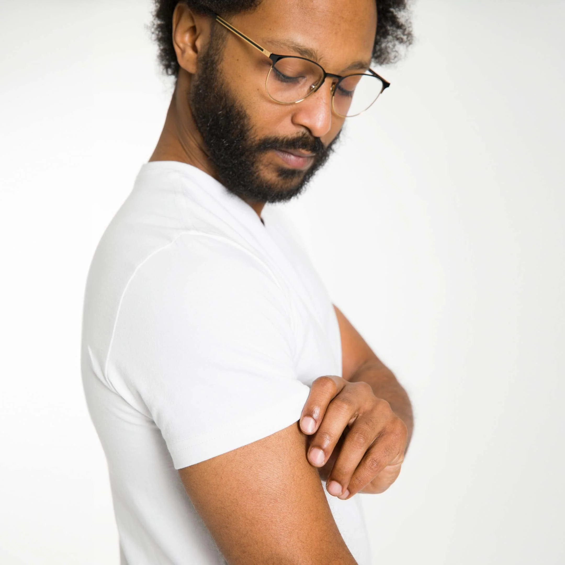 White Pima Cotton V Neck Tee - Image 4